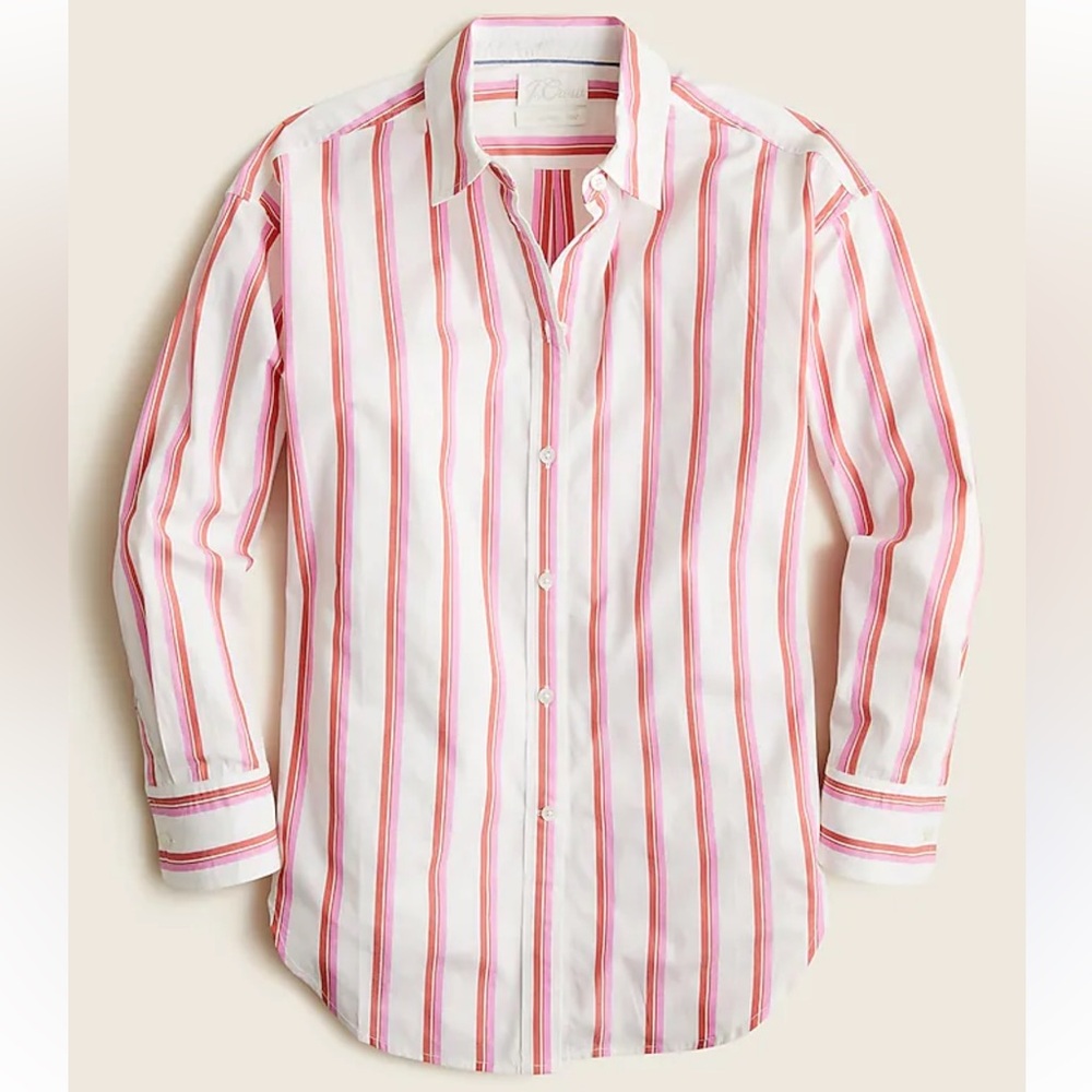 J Crew Re-Imagined Relaxed Fit Striped Cotton poplin Shirt Women's 14